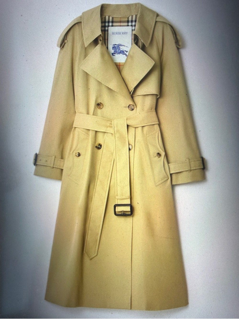 Burberry Beige Belted Double-Breasted Trench Coat